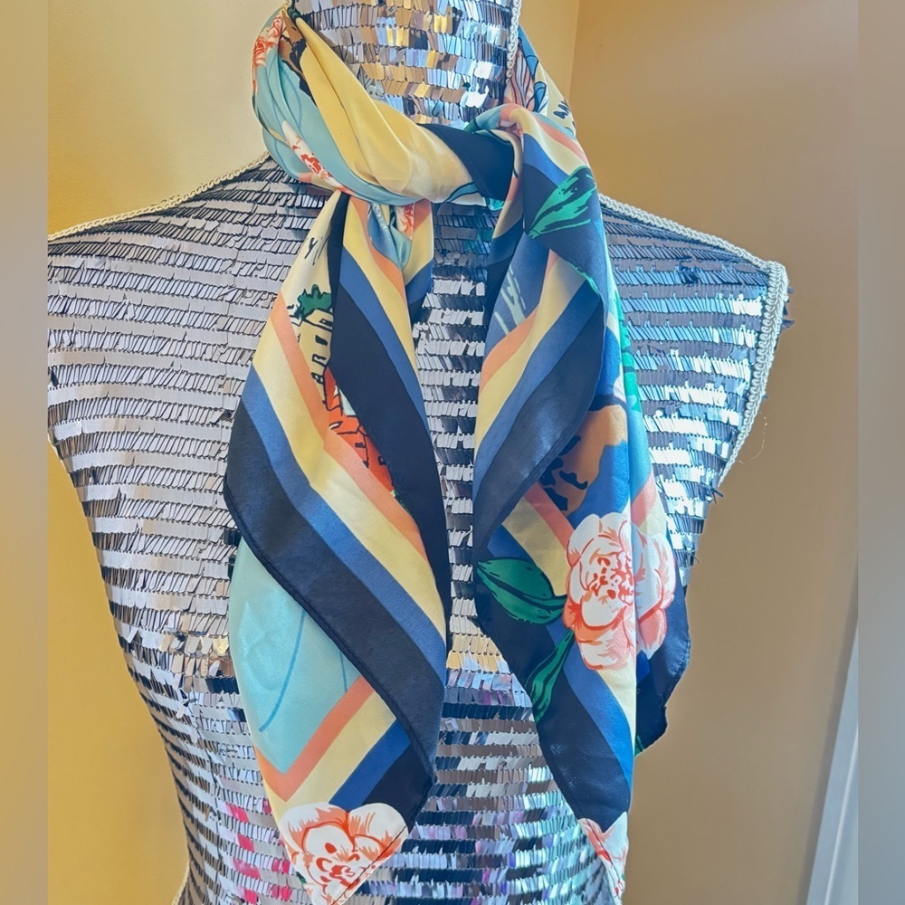 “Bon Voyage” Silky Large Scarf by Old Navy | 30 x 30” - Picture 3 of 6